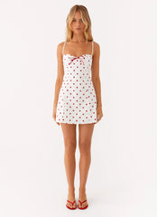 Perla Mini Dress - White Polkadot