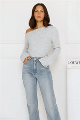 Winter Date Knitted Top Grey