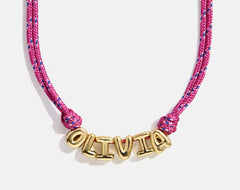 Bubble Letter Custom Paracord Necklace - Hot Pink