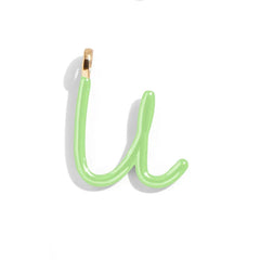 Custom Matcha Green Enamel Script Letter Charm - U