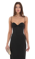Open Back Mermaid Maxi Dress in Black
