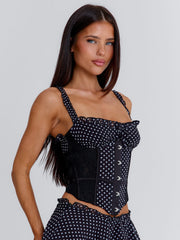 Fable Corset Black Polka Dot