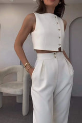 Cropped Vest and Tapered Trousers Set