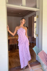 Eliza Pleated Ruffled Maxi Dress