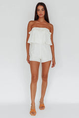 Joey Strapless Tie-Back Romper White