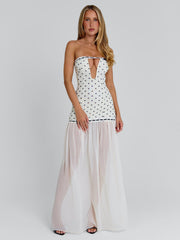 GIANA MAXI DRESS CREAM POLKA DOT