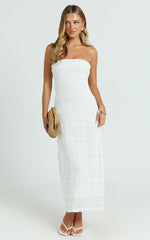 Jovi Midi Dress - Ruched Column Dress in White