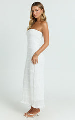 Jovi Midi Dress - Ruched Column Dress in White