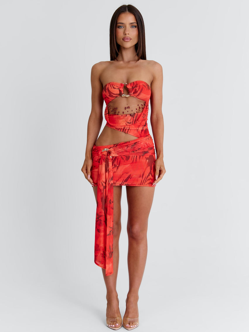 LOWEN MINI DRESS SCARLET MIRAGE