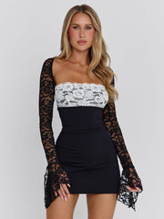 OMERA MINI DRESS BLACK WHITE