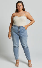 Out Of Patience Bodysuit - Mesh Spot Bodysuit in White