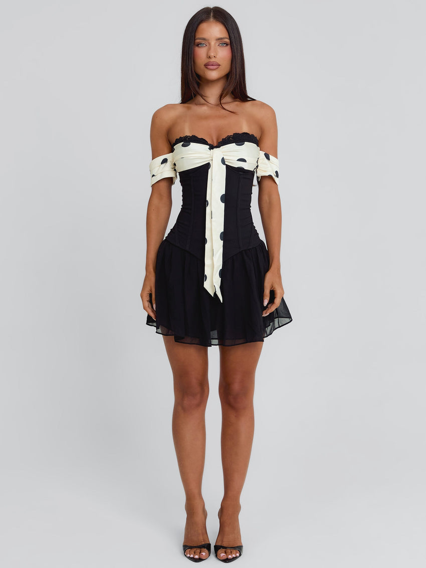 PRESLEY MINI DRESS BLACK POLKA DOT