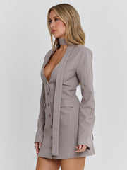 Rehnee Blazer Grey Pinstripe