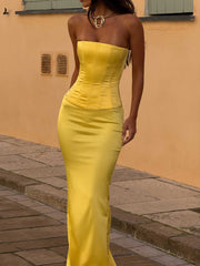 Sola Satin Corset Yellow