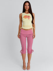 LENNIX CAPRI PANT RED GINGHAM