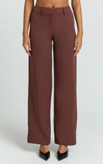 Tessa Pants - Mid Rise Straight Leg Tailored Pants in Brown