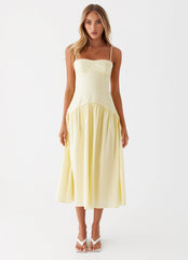 Yvette Corset Midi Dress - Yellow