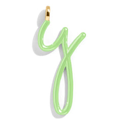 Custom Matcha Green  Enamel Script Letter Charm - Y