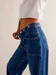 High-Waist Wide-Leg Denim Pants